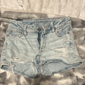 American Eagle Outfitters Light Blue Ripped Jean Shorts